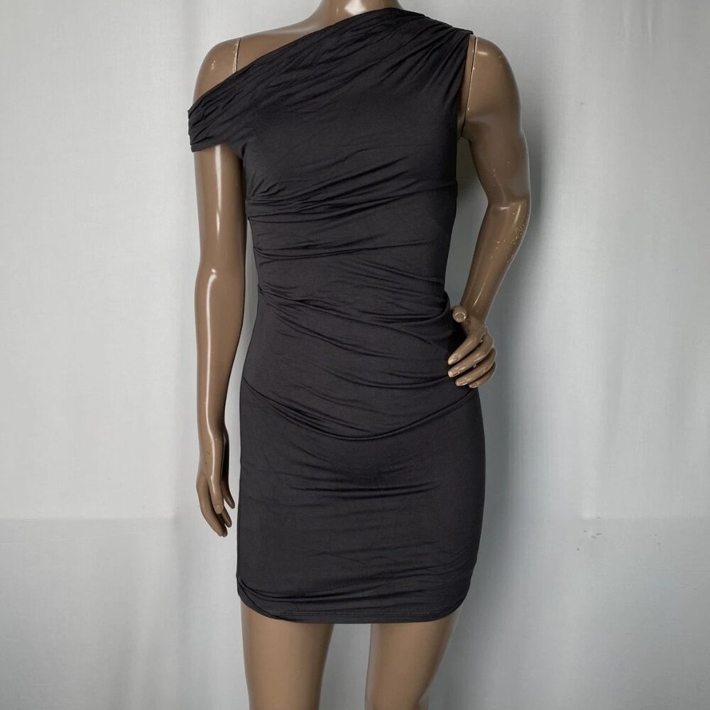 Bec + Bridge Women's Clement Asymmetrical Mini Dress Charcoal Size 4